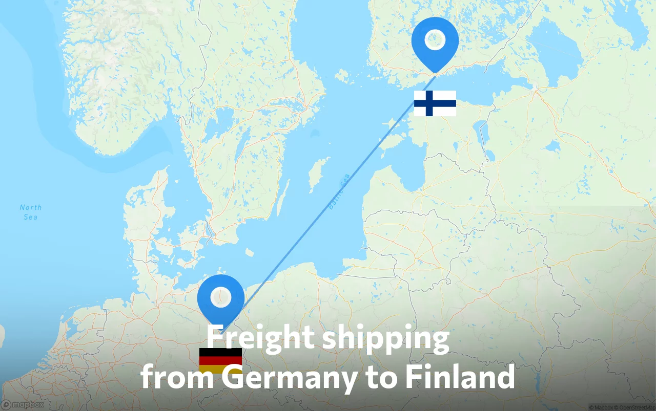 Shipping route from Germany to Finland