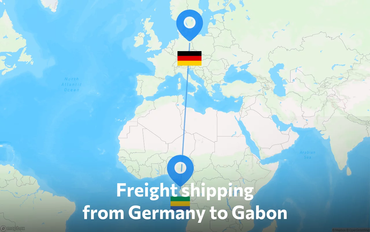 Shipping route from Germany to Gabon