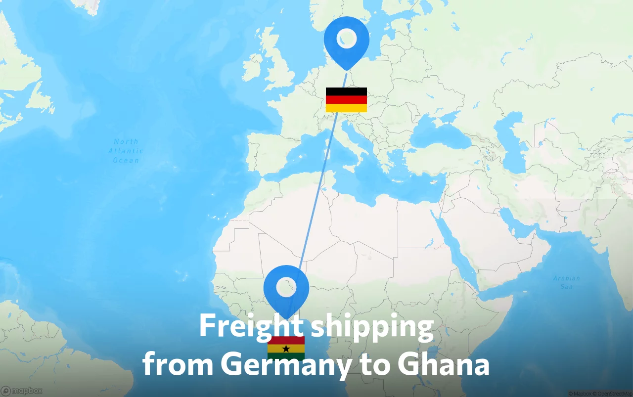 Shipping route from Germany to Ghana