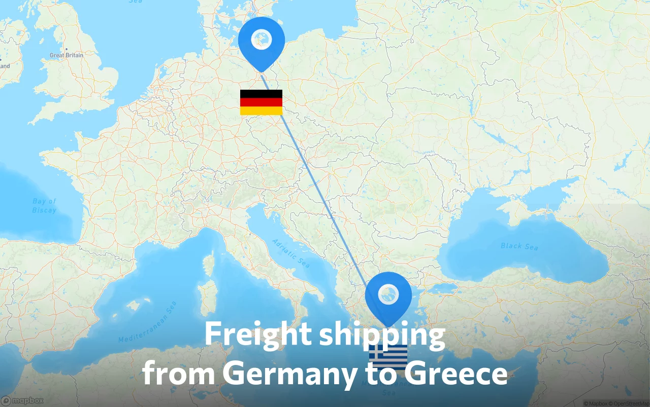 Shipping route from Germany to Greece