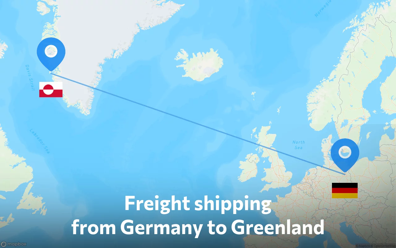 Shipping route from Germany to Greenland