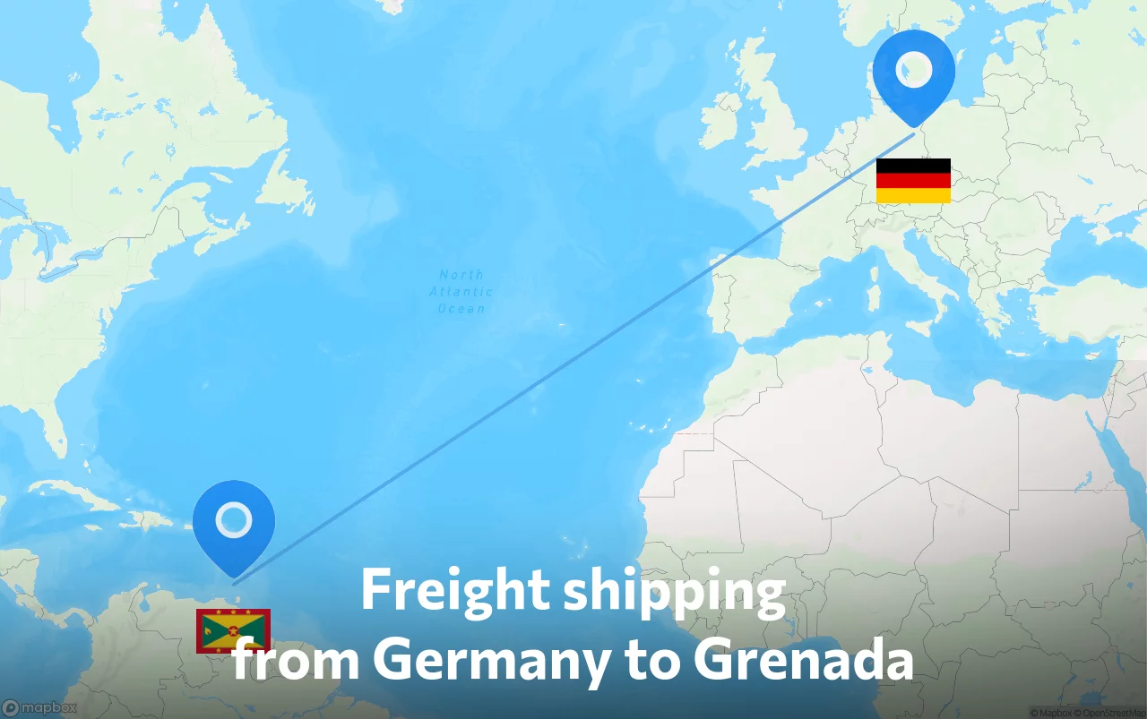 Shipping route from Germany to Grenada