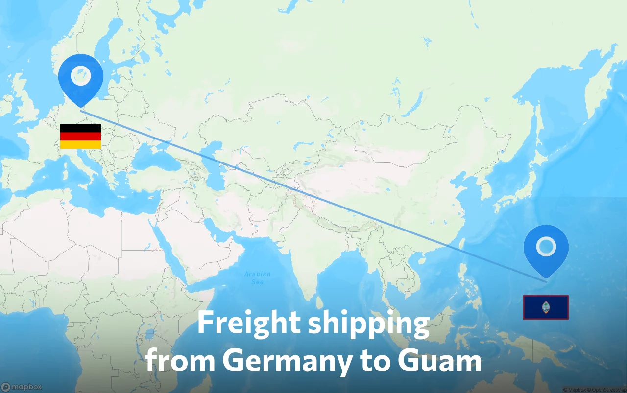 Shipping route from Germany to Guam
