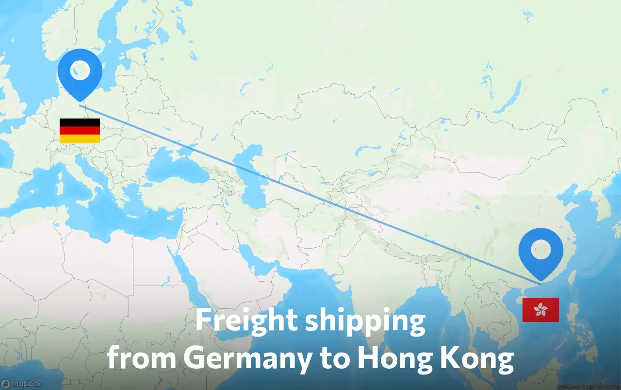 Shipping route from Germany to Hong Kong