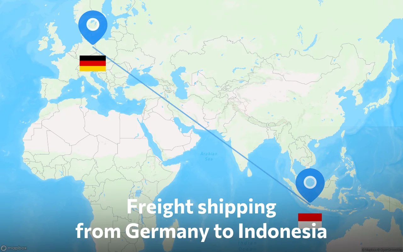 Shipping route from Germany to Indonesia