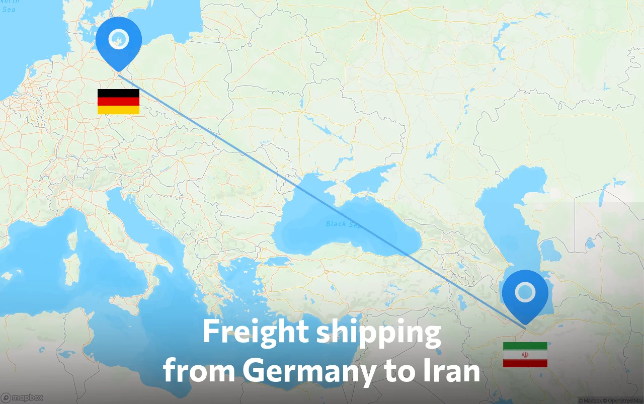 Shipping route from Germany to Iran