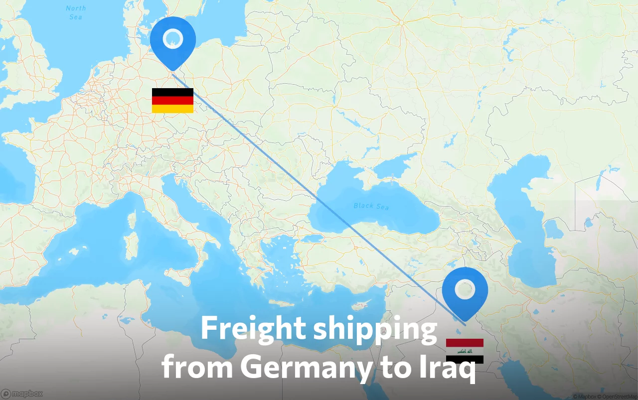 Shipping route from Germany to Iraq