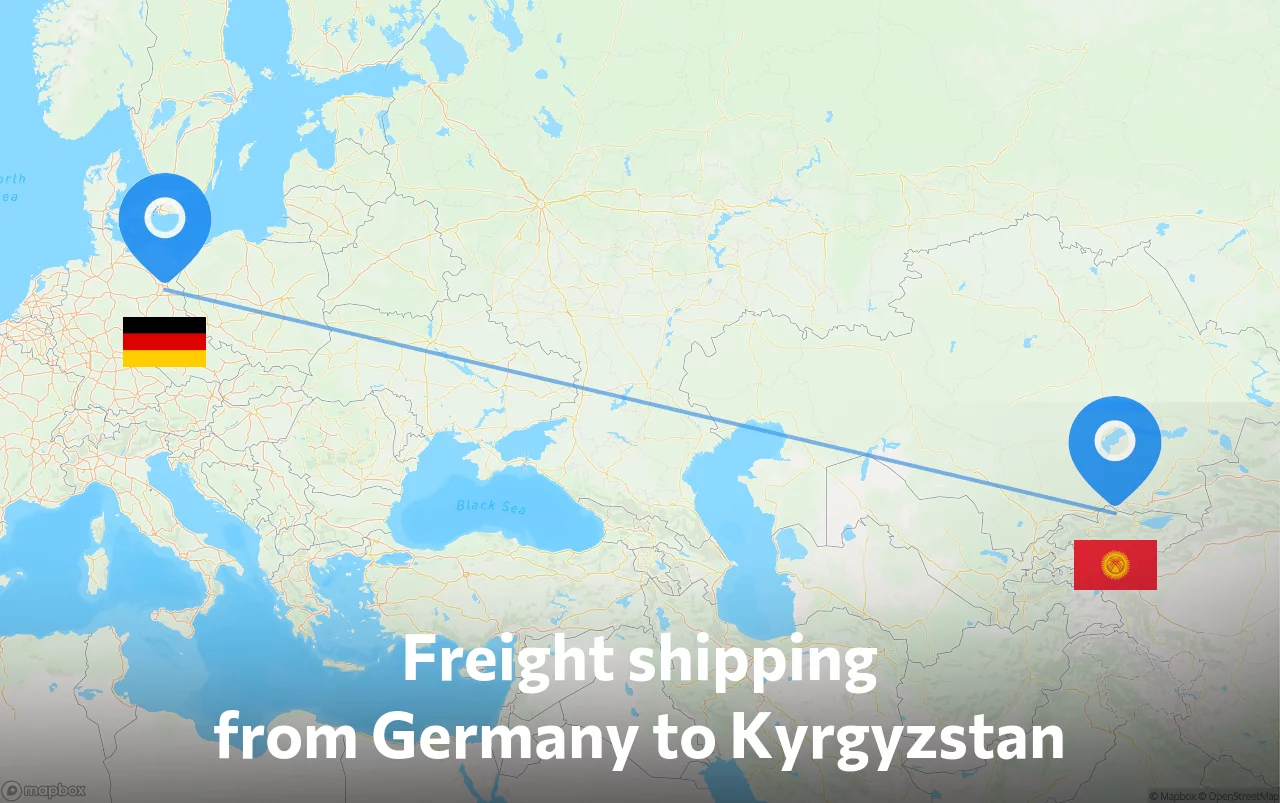 Shipping route from Germany to Kyrgyzstan