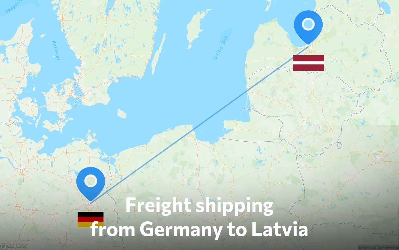 Shipping route from Germany to Latvia
