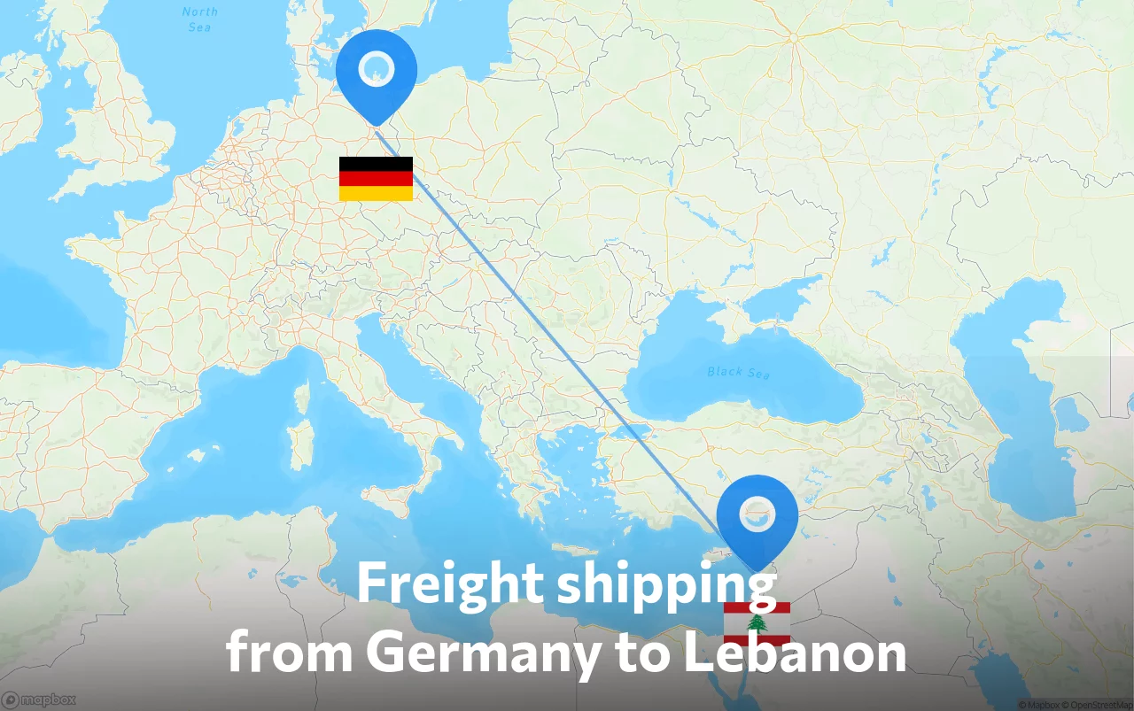 Shipping route from Germany to Lebanon