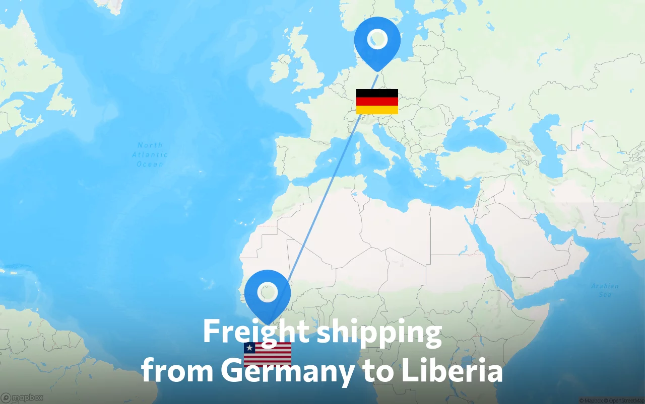 Shipping route from Germany to Liberia