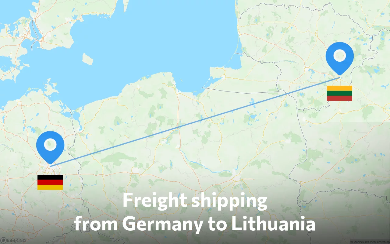Shipping route from Germany to Lithuania