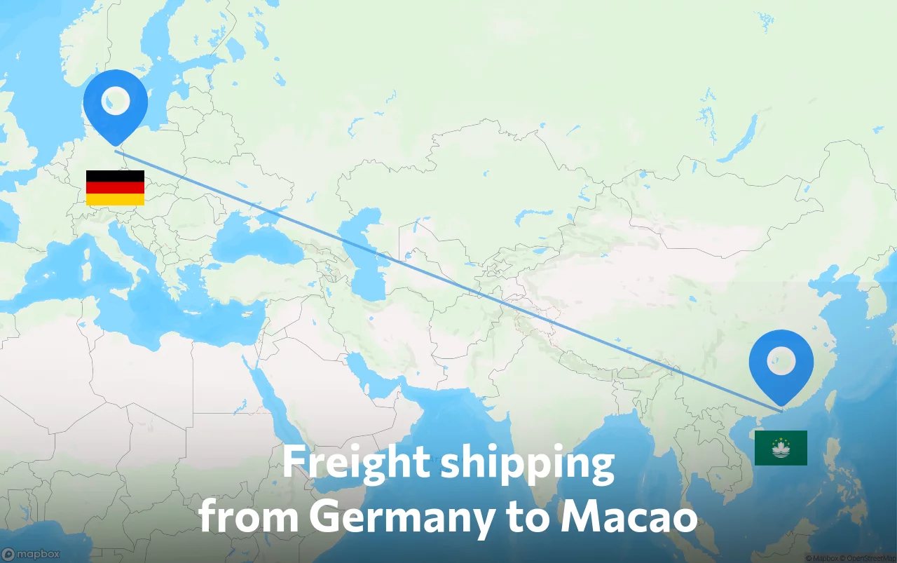 Shipping route from Germany to Macao