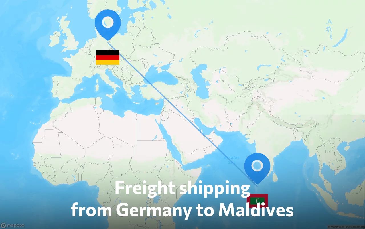 Shipping route from Germany to Maldives