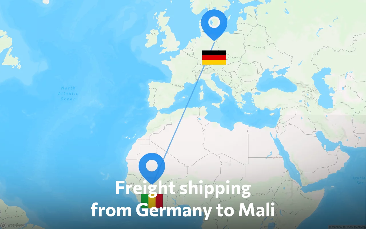 Shipping route from Germany to Mali