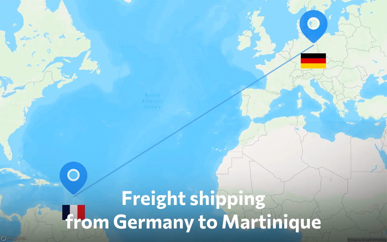 Shipping route from Germany to Martinique