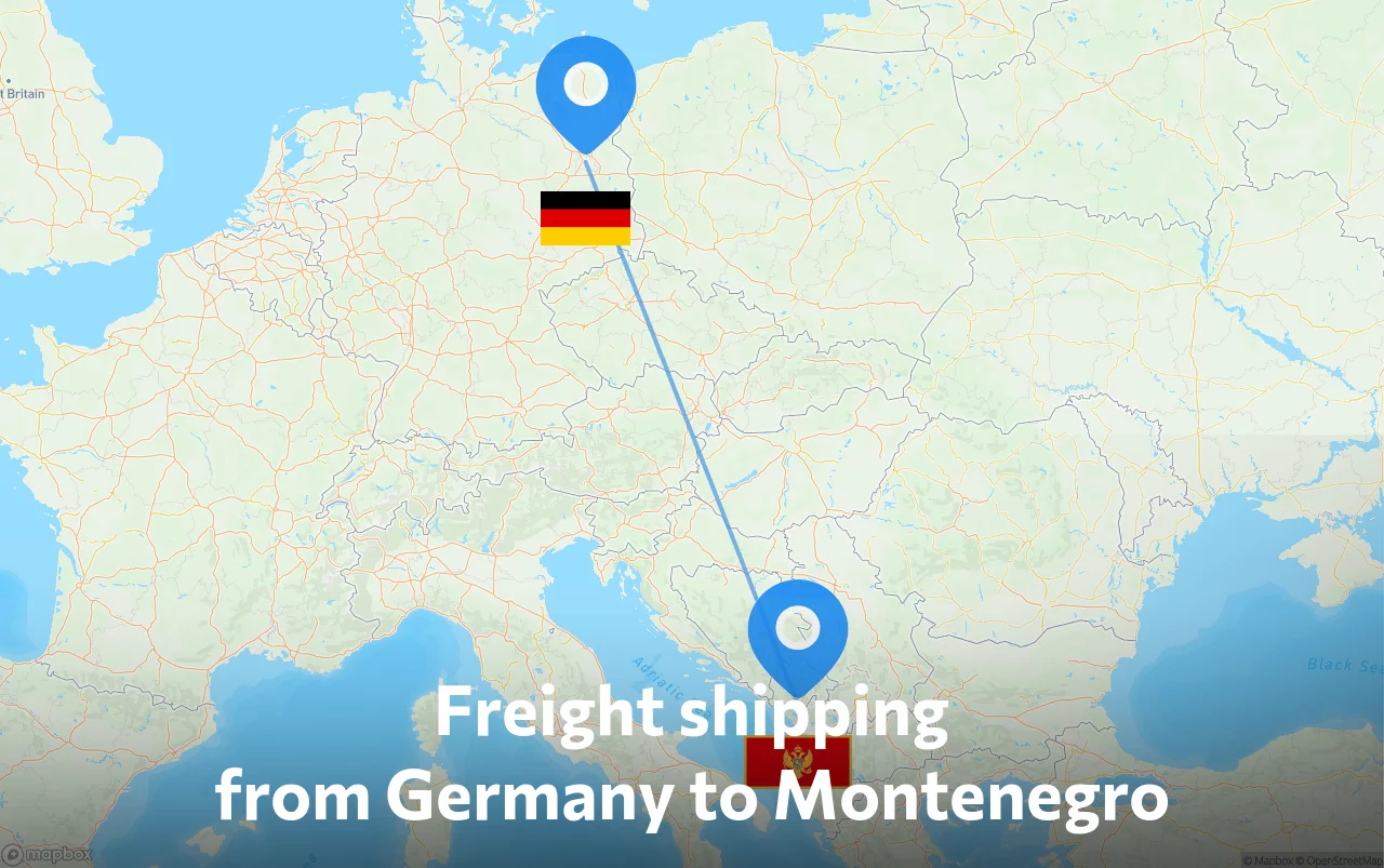 Shipping route from Germany to Montenegro
