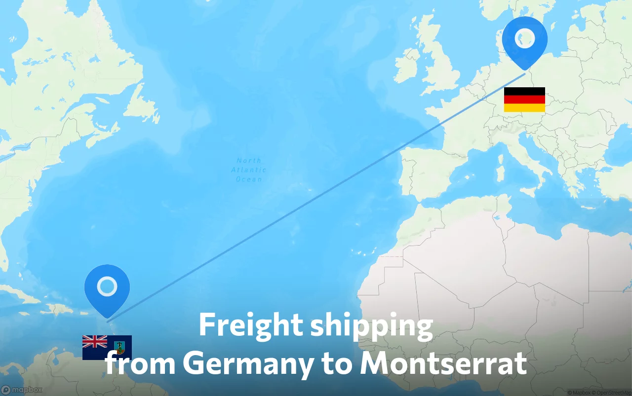Shipping route from Germany to Montserrat