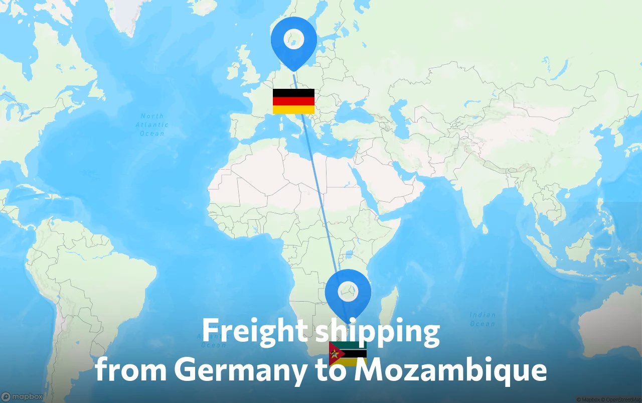 Shipping route from Germany to Mozambique