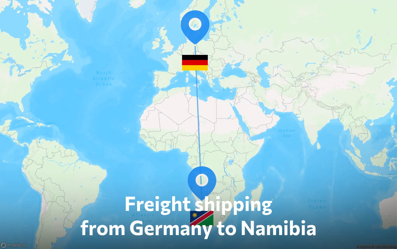 Shipping route from Germany to Namibia