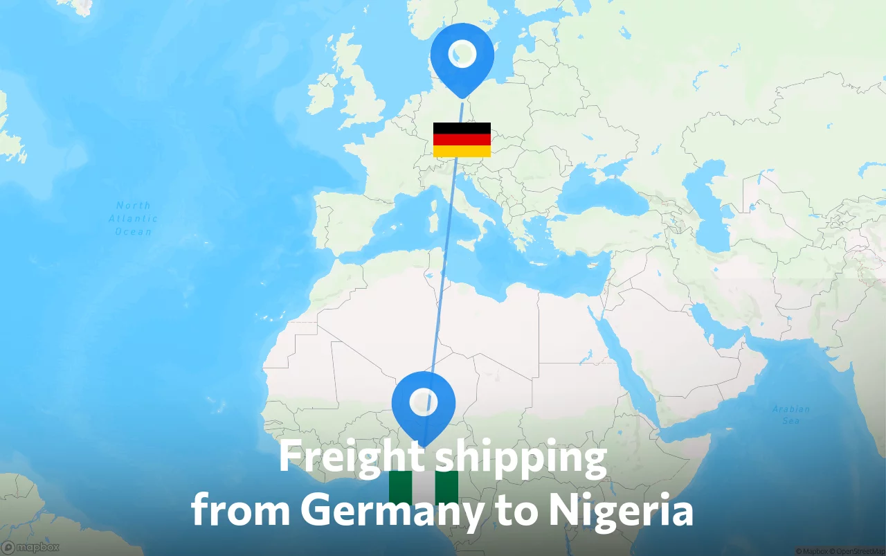 Shipping route from Germany to Nigeria
