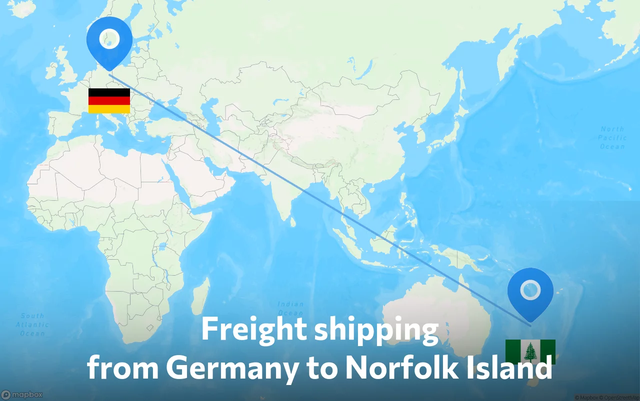 Shipping route from Germany to Norfolk Island