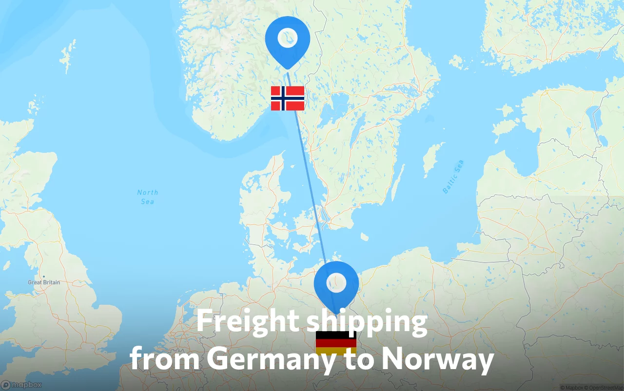 Shipping route from Germany to Norway