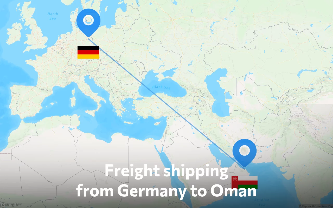 Shipping route from Germany to Oman