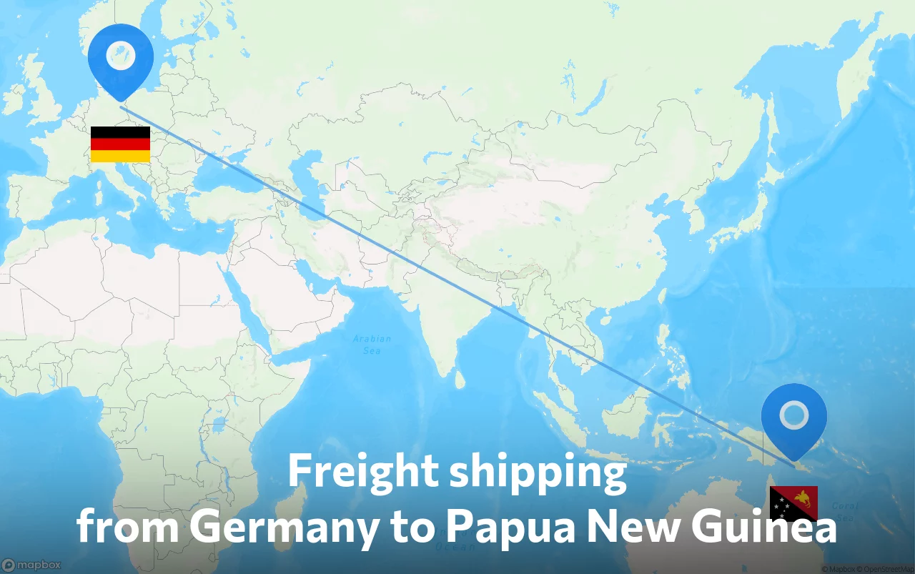 Shipping route from Germany to Papua New Guinea
