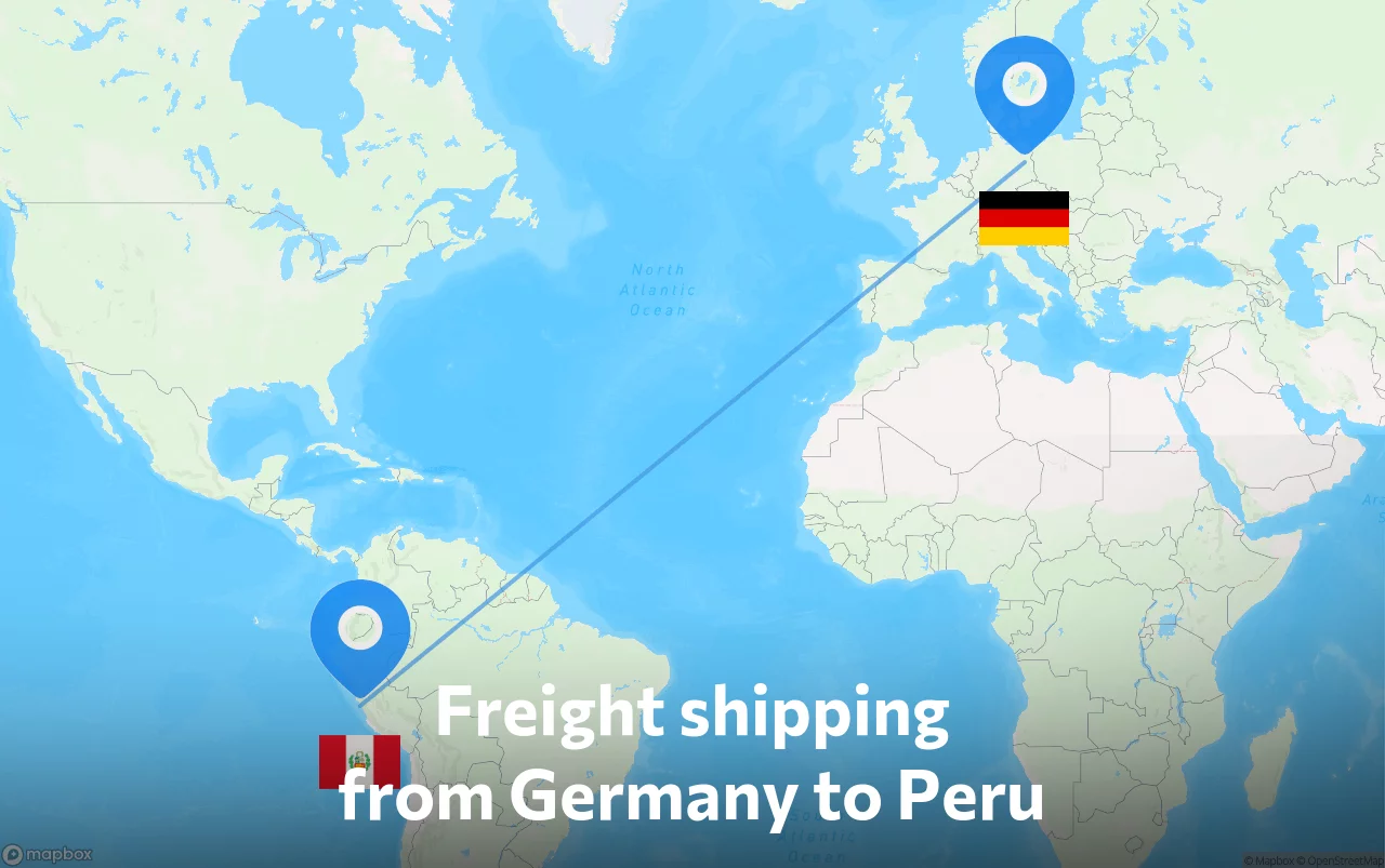 Shipping route from Germany to Peru