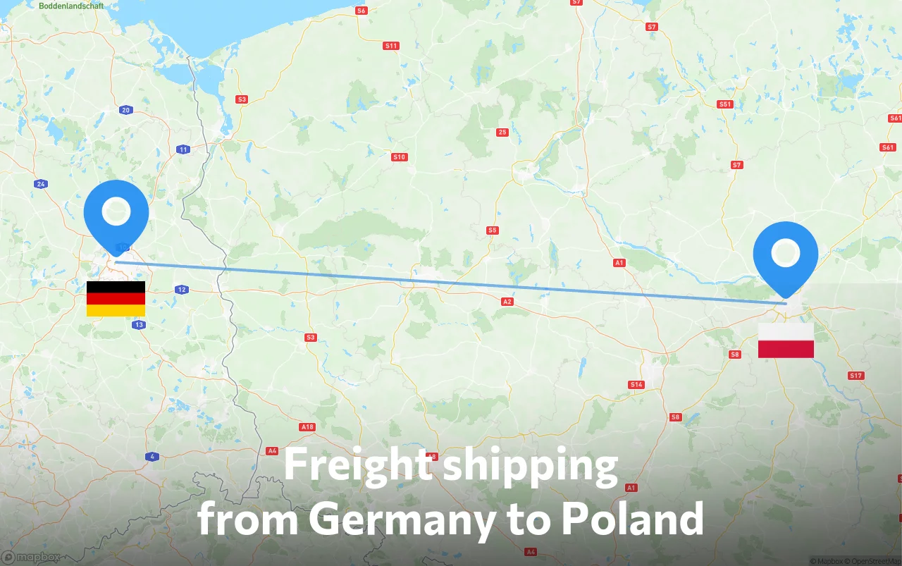 Shipping route from Germany to Poland