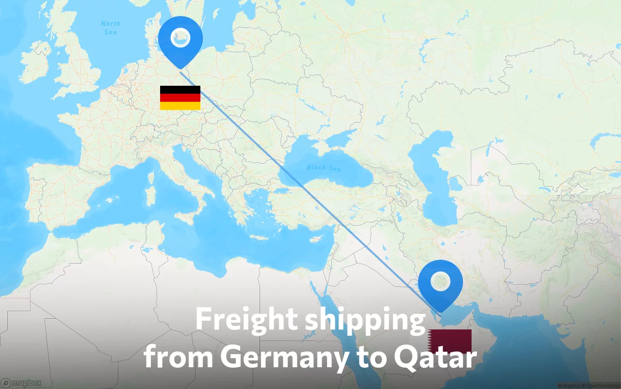 Shipping route from Germany to Qatar