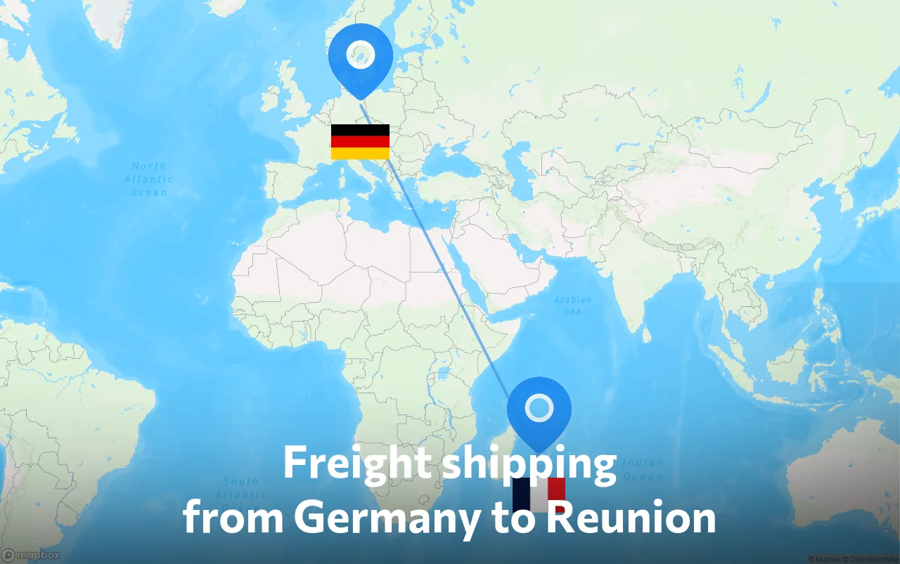 Shipping route from Germany to Reunion