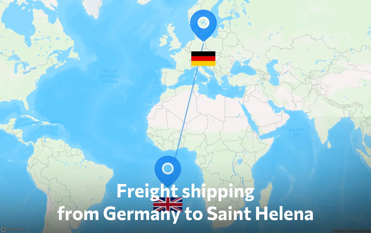 Shipping route from Germany to Saint Helena