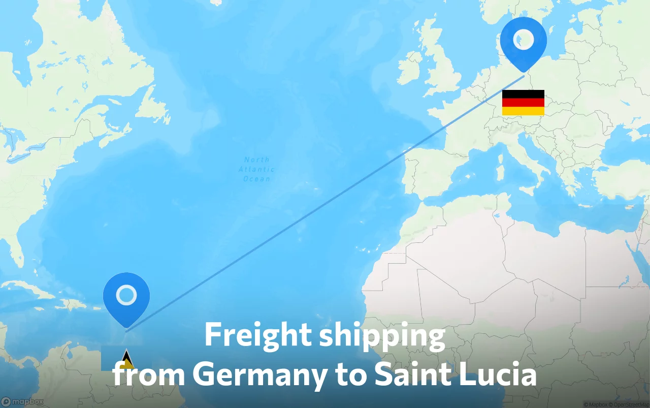 Shipping route from Germany to Saint Lucia