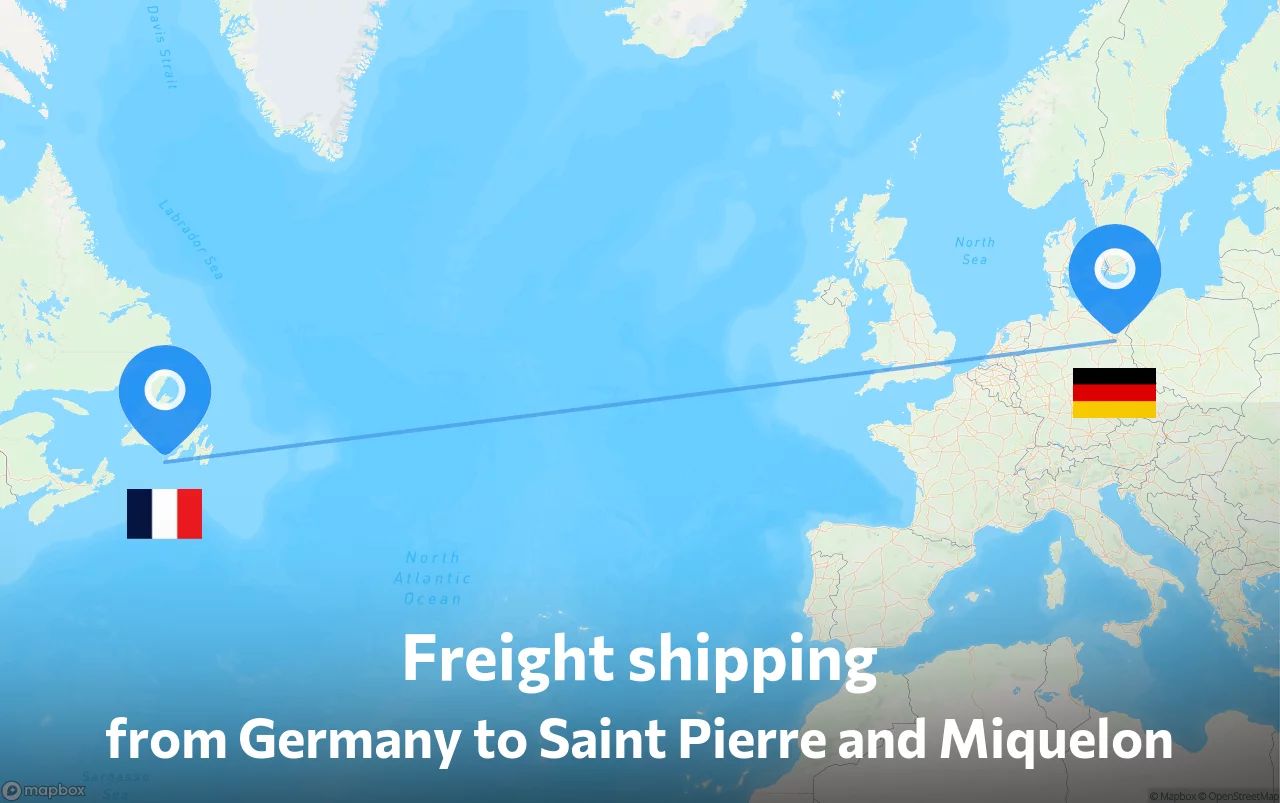 Shipping route from Germany to Saint Pierre and Miquelon