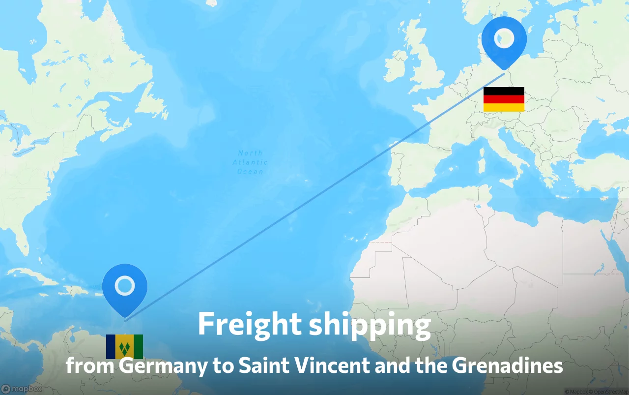 Shipping route from Germany to Saint Vincent and the Grenadines