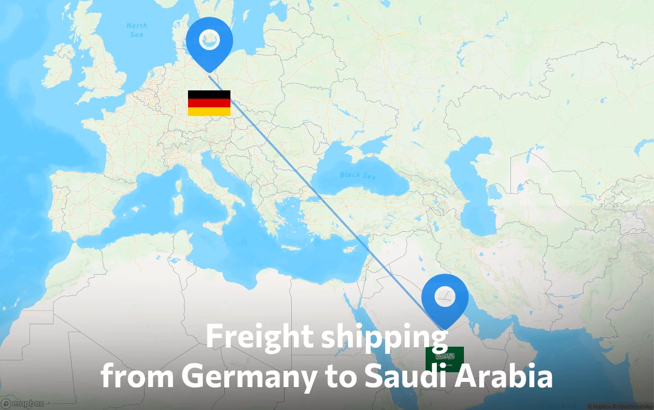 Shipping route from Germany to Saudi Arabia