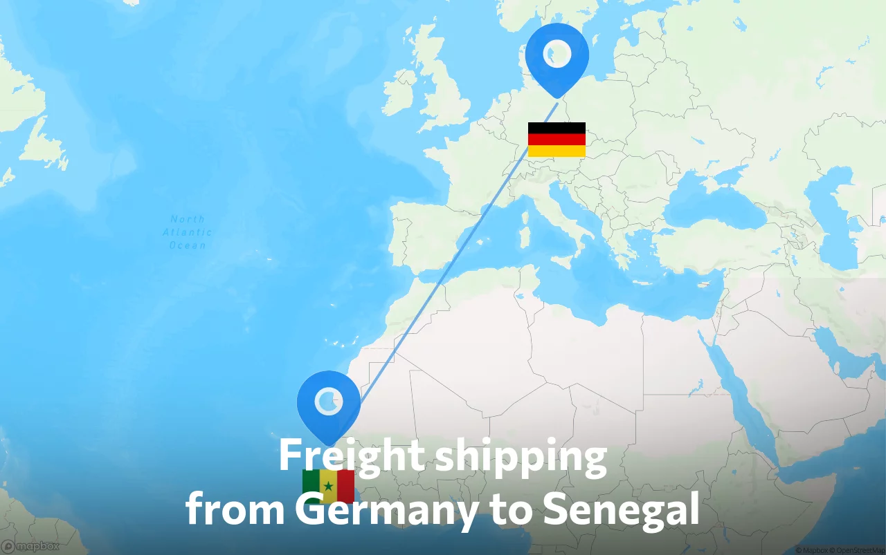 Shipping route from Germany to Senegal