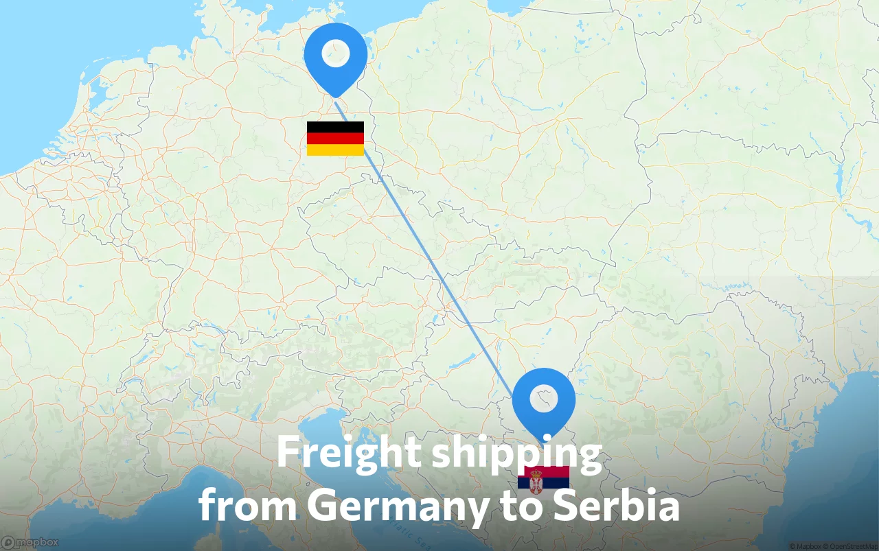 Shipping route from Germany to Serbia