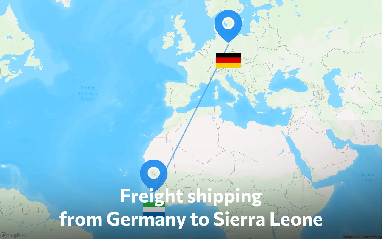 Shipping route from Germany to Sierra Leone