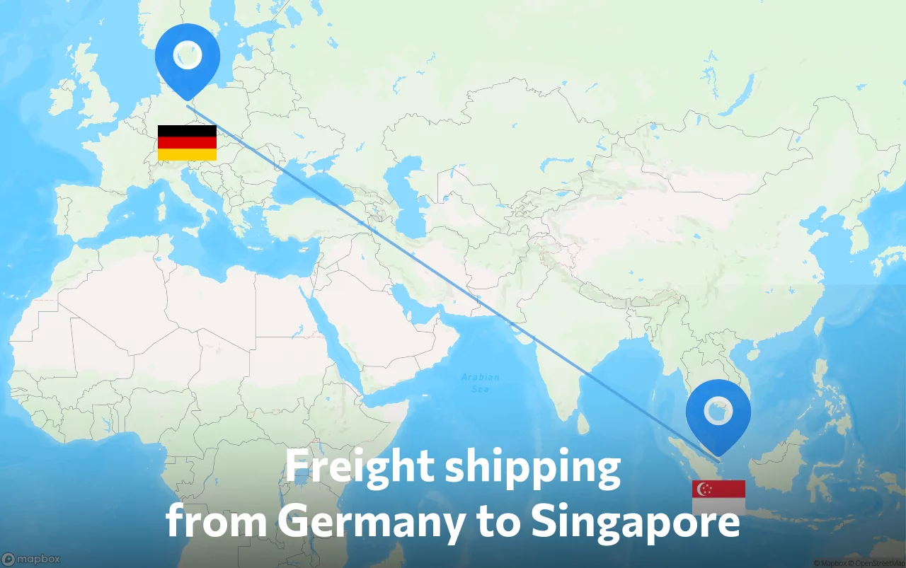 Shipping route from Germany to Singapore