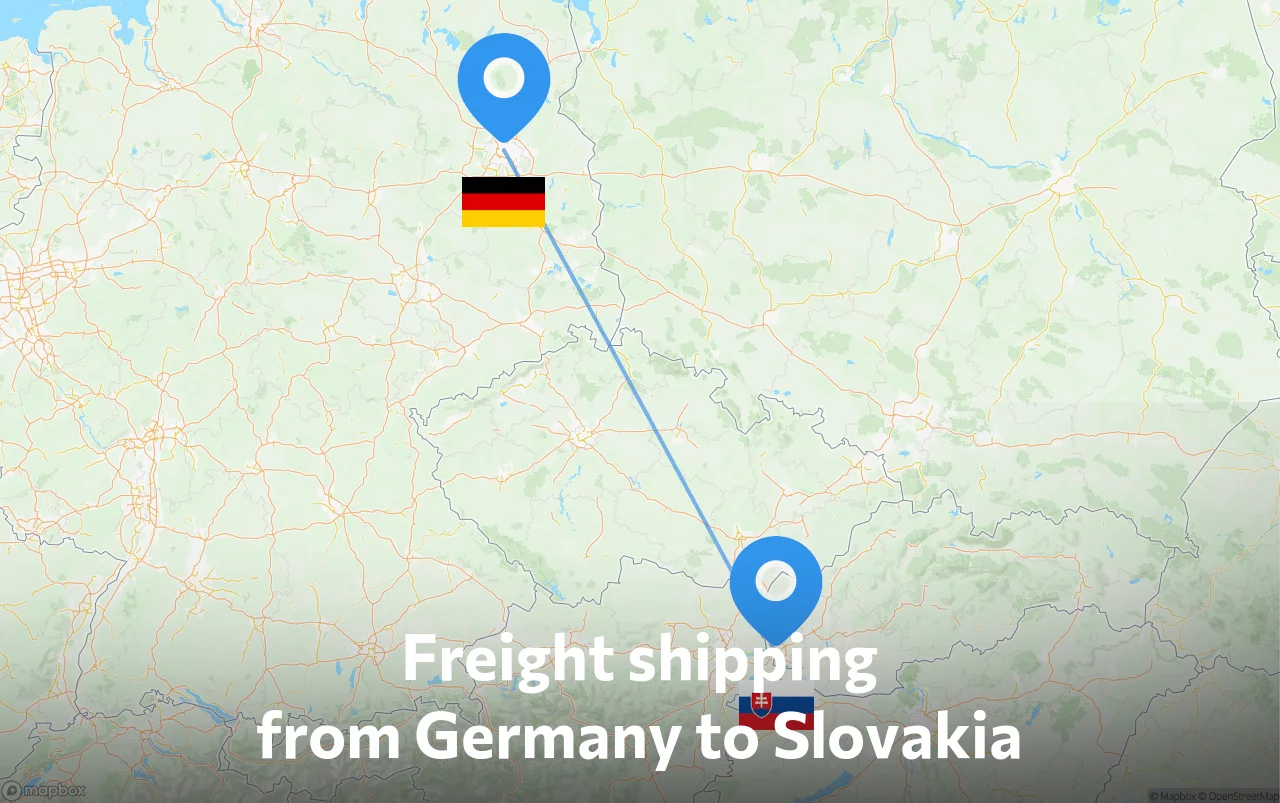 Shipping route from Germany to Slovakia