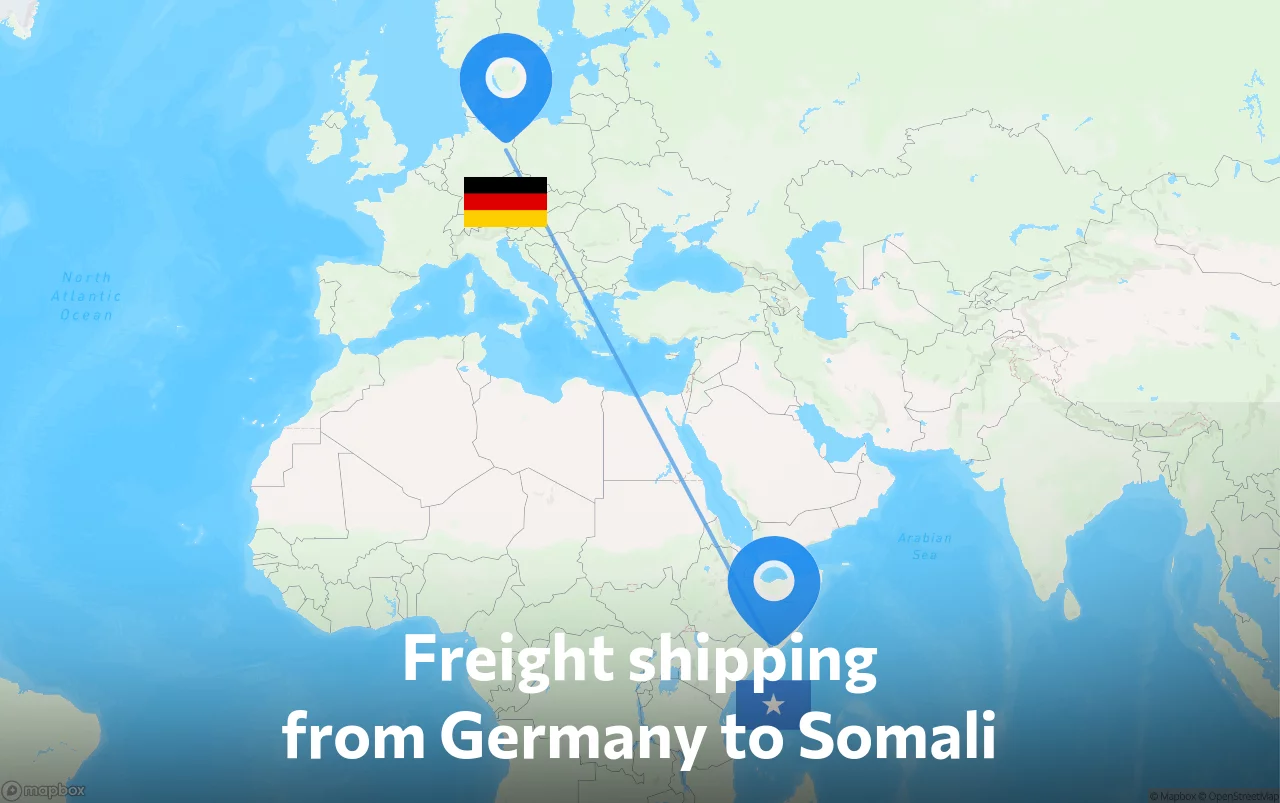 Shipping route from Germany to Somali