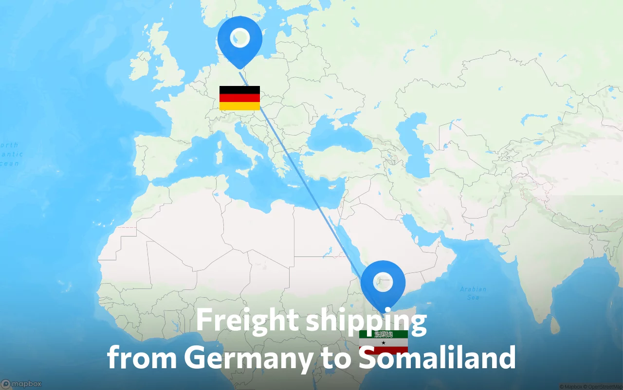 Shipping route from Germany to Somaliland