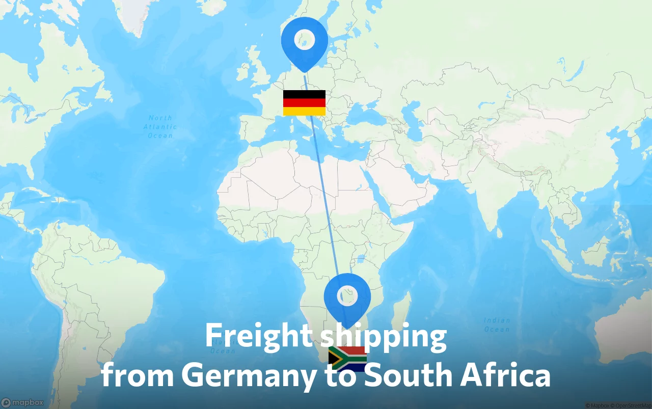 Shipping route from Germany to South Africa