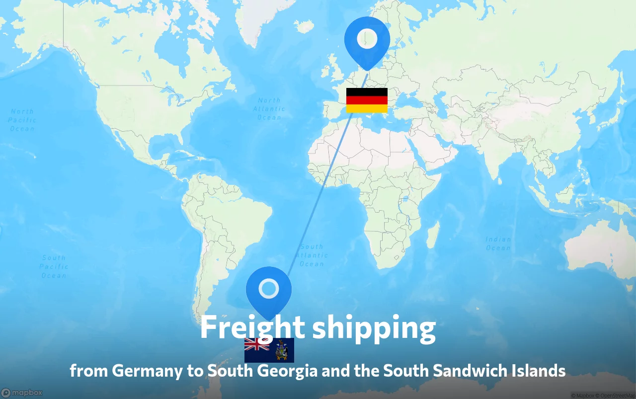 Shipping route from Germany to South Georgia and the South Sandwich Islands