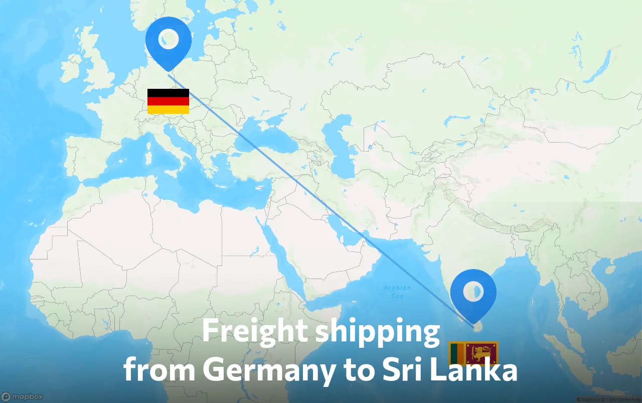 Shipping route from Germany to Sri Lanka