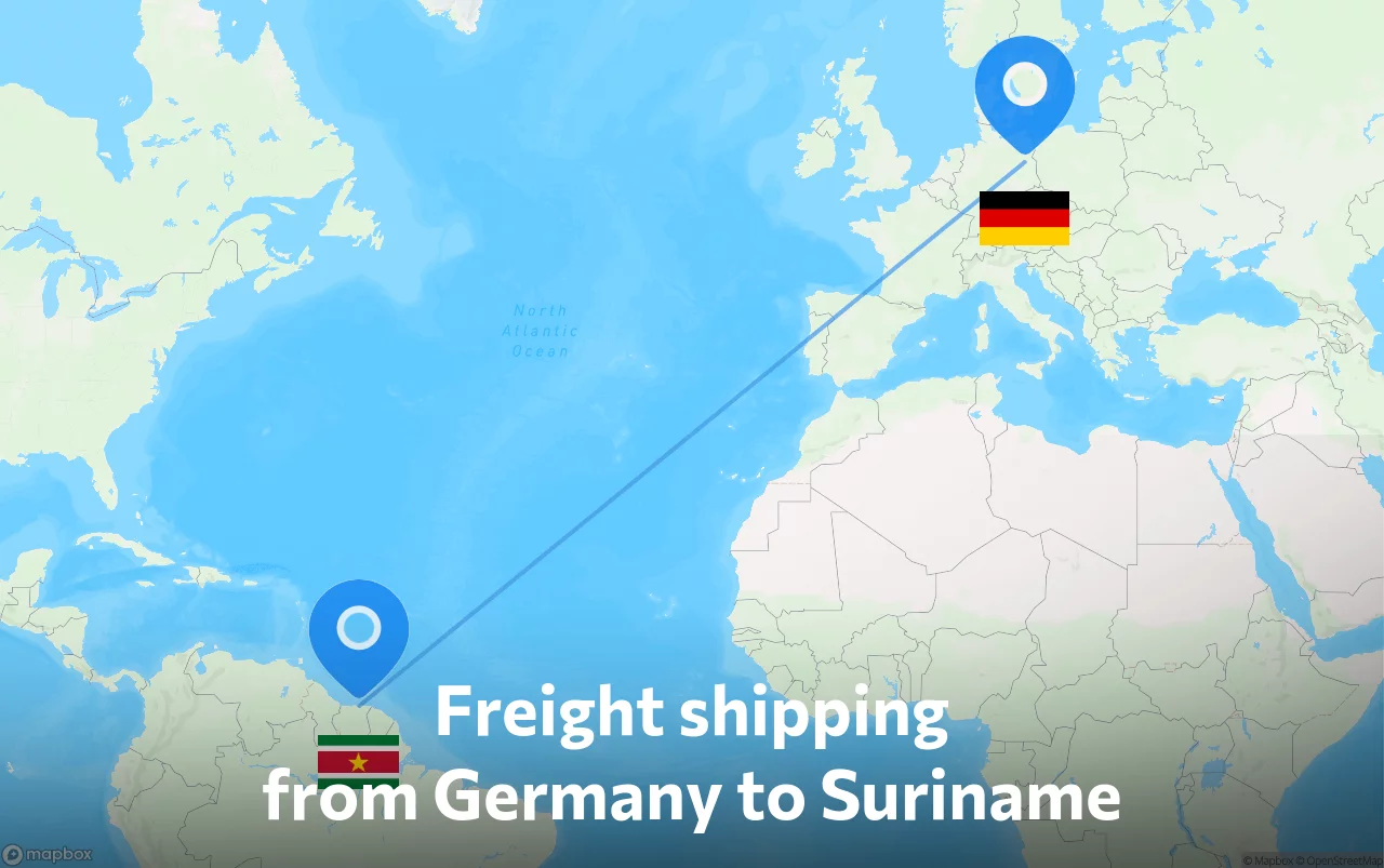 Shipping route from Germany to Suriname