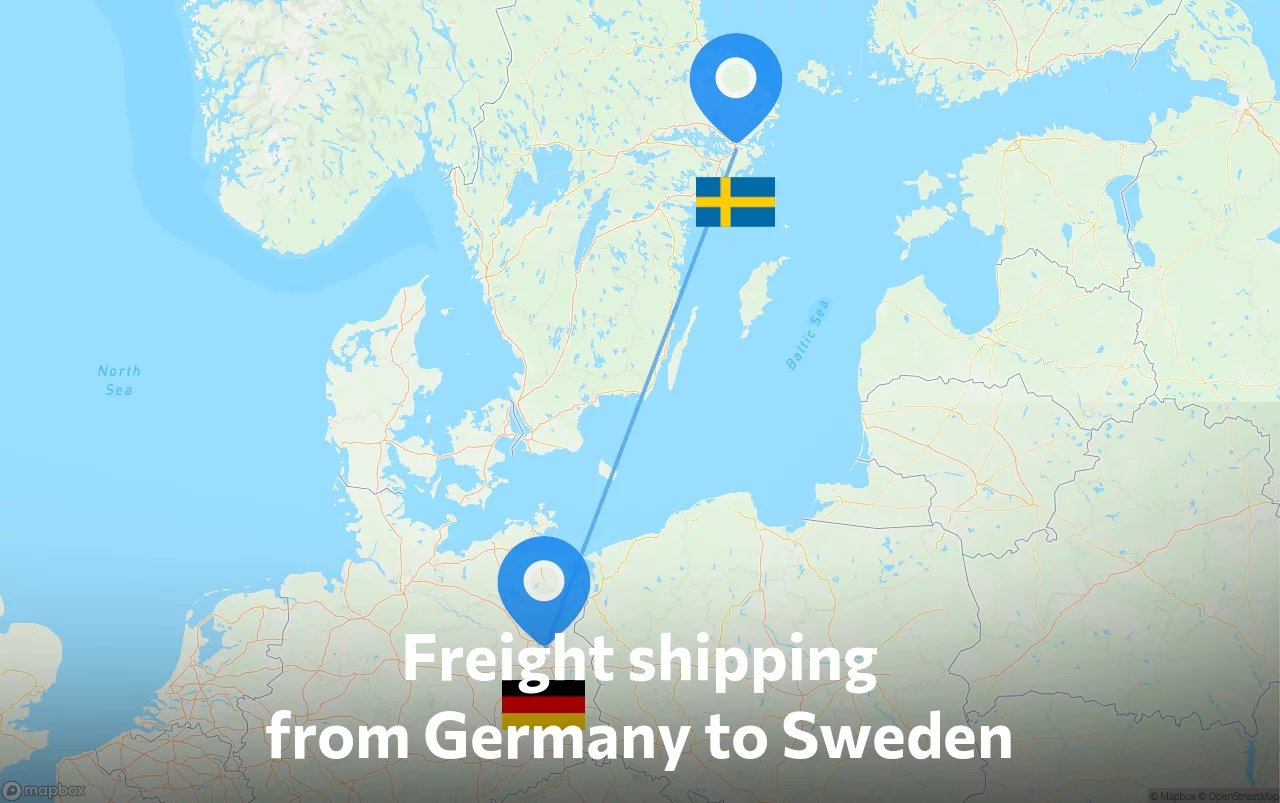 Shipping route from Germany to Sweden